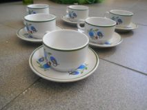 Filiżanki ze spodkiem – Porcelana Lubiana PRL – 6 szt. komplet